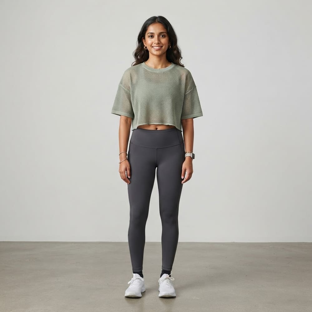META NEST ACTIVEWEAR AirQueen Crop Tee in Sage Leaf