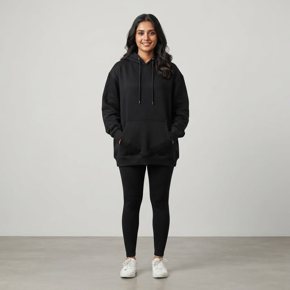 META NEST ACTIVEWEAR ButterRib Pullover Hoodie in Noir Black