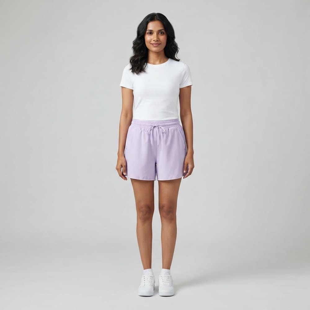 META NEST ACTIVEWEAR Cloudlight Drawstring Shorts in Dusty Lilac
