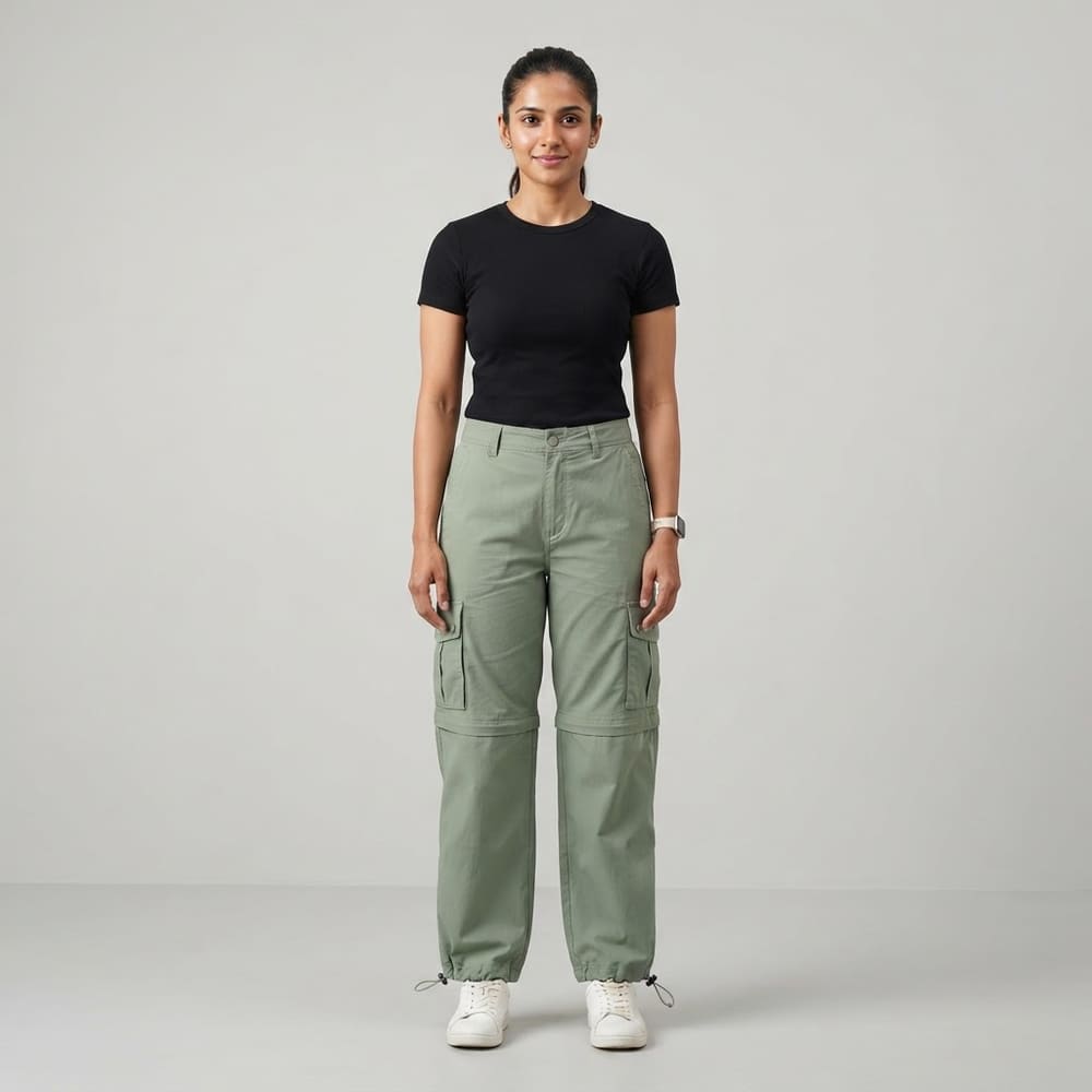 META NEST ACTIVEWEAR Convertible Drawstring Cargo Pants in Sage Leaf