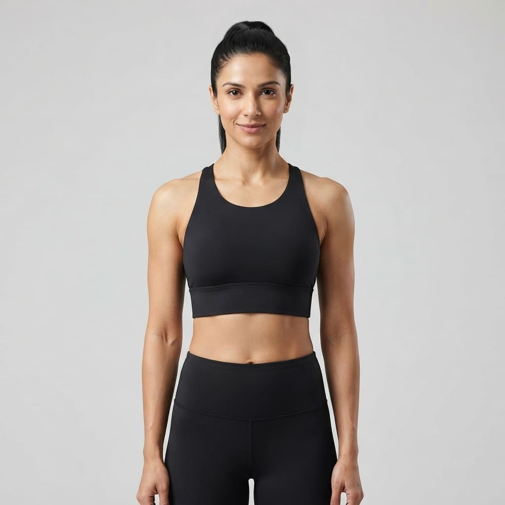 META NEST ACTIVEWEAR Double-Strap Racerback Bra in Racerback Onyx