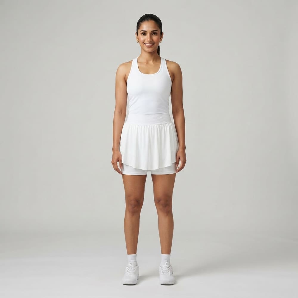 META NEST ACTIVEWEAR Fake-Two-Piece Tennis Skort in Pearl White
