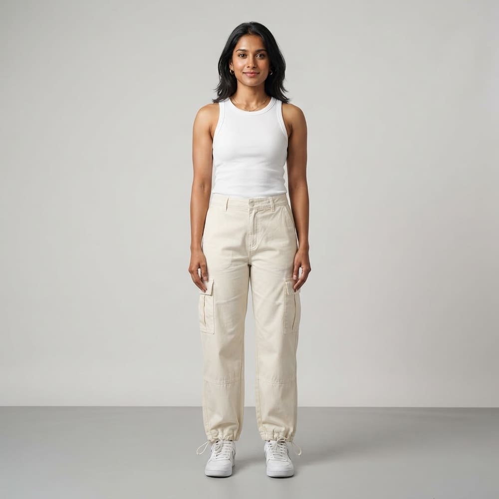 META NEST ACTIVEWEAR Fleece-Lined Convertible Cargo Pants in Ivory Cream