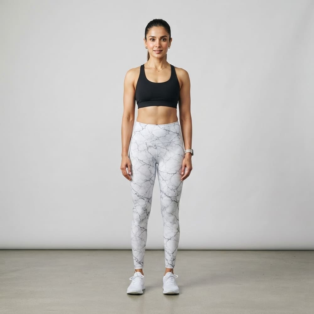 META NEST ACTIVEWEAR Marble Print Leggings in Marble White