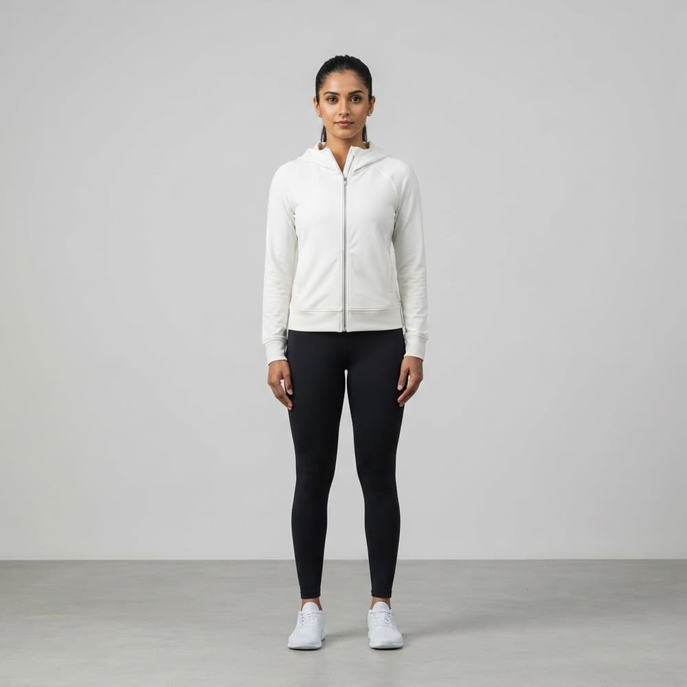 META NEST ACTIVEWEAR Mesh-Panel Hoodie Jacket in Pearl White