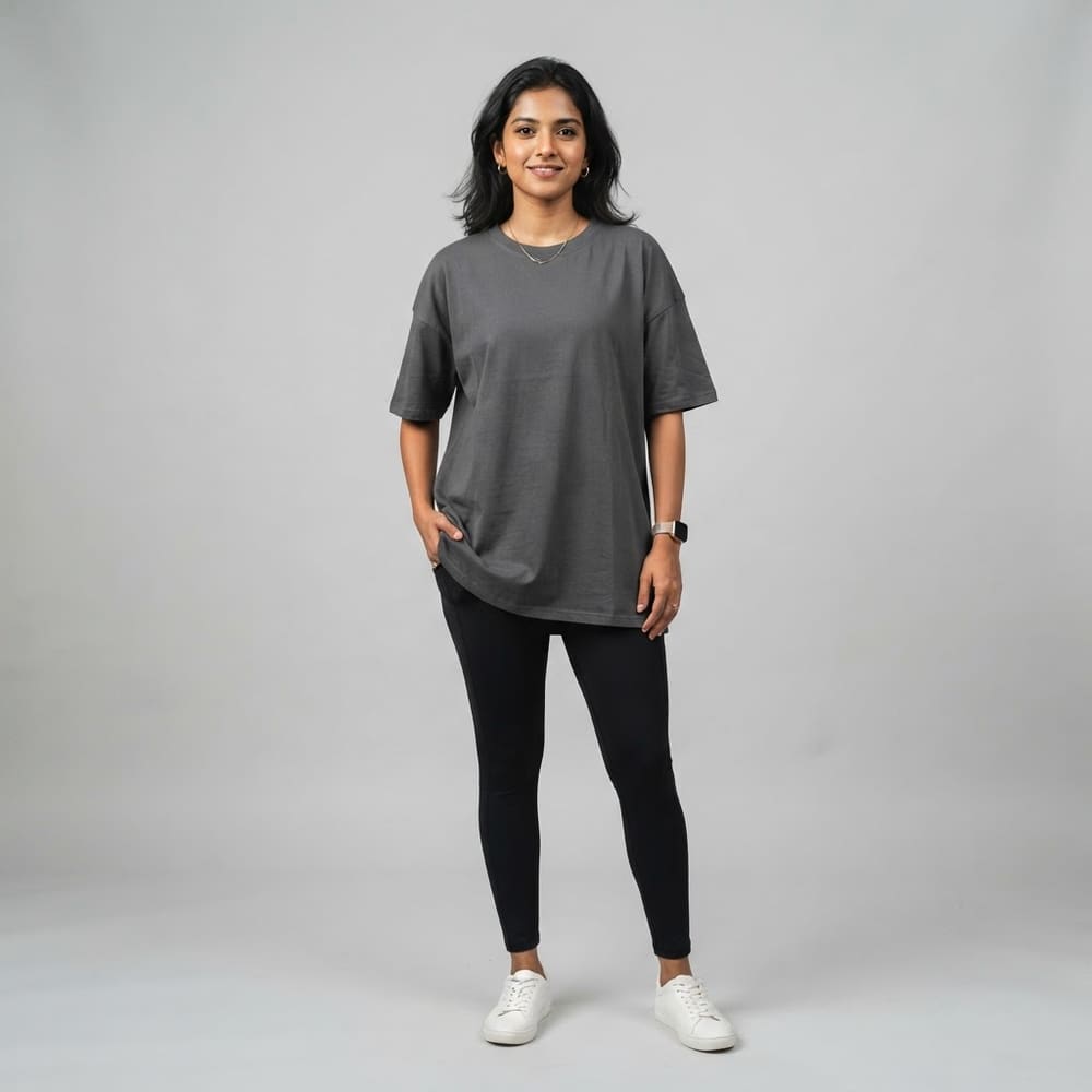META NEST ACTIVEWEAR Oversized Queen Tee in Storm Charcoal