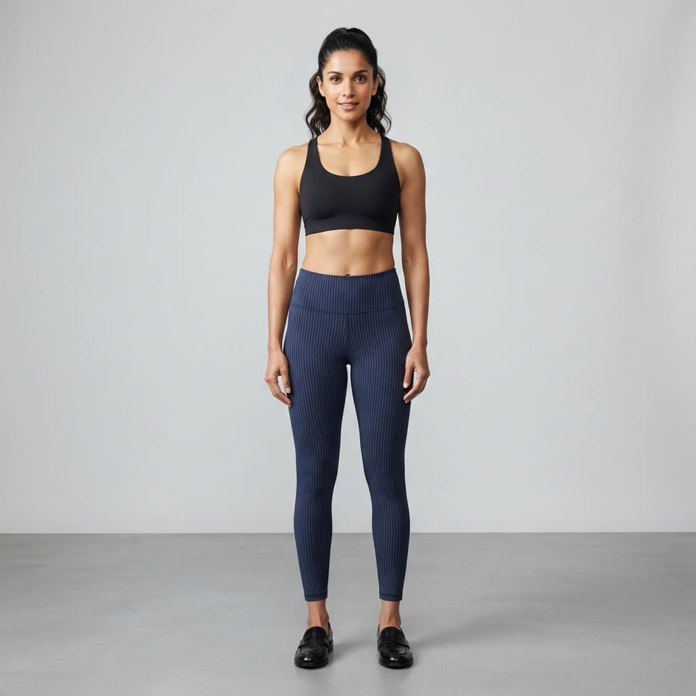 META NEST ACTIVEWEAR Pinstripe Leggings in Pinstripe Navy
