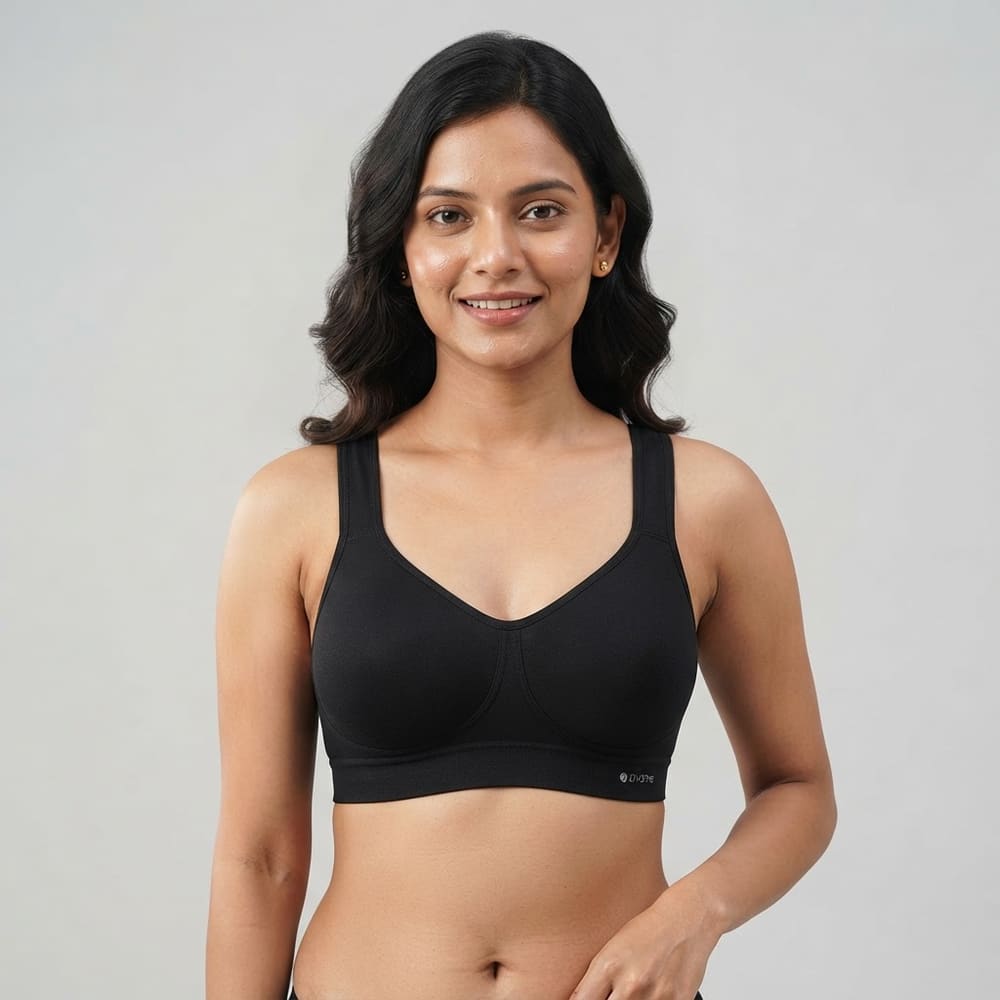 META NEST ACTIVEWEAR Soft Queen Everyday Bra in Noir Black