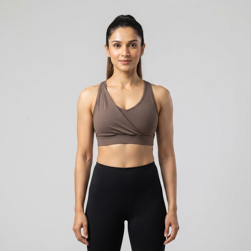 META NEST ACTIVEWEAR Underboost Wrap Bra in Wrap Mocha