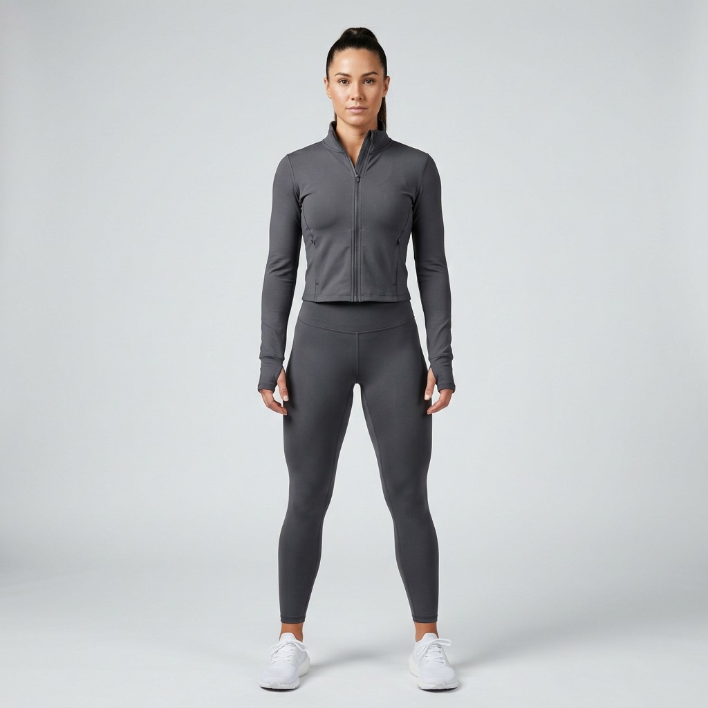 META NEST ACTIVEWEAR Velocity Zip Co-ord Set in Storm Charcoal