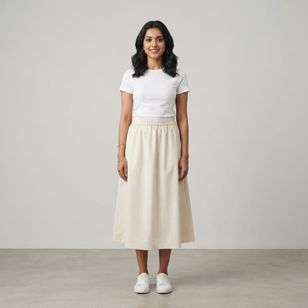 META NEST ACTIVEWEAR Wanderer Water-Resistant Midi Skirt in Ivory Cream