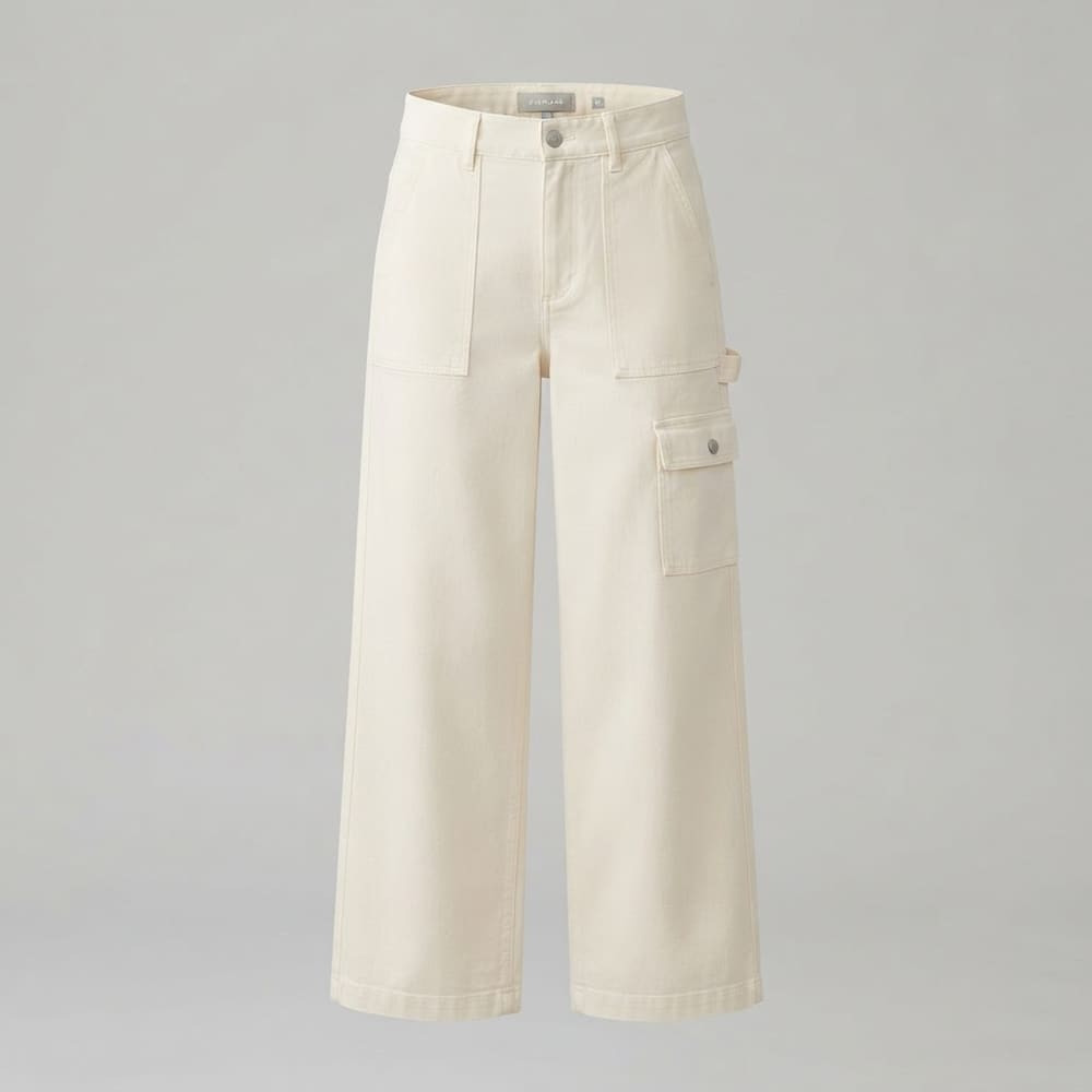META NEST ACTIVEWEAR Wide-Leg Utility Pants in Ivory Cream